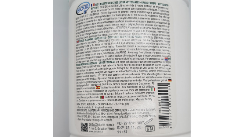 Lingettes biocides ultra nettoyantes - boîte de 200 