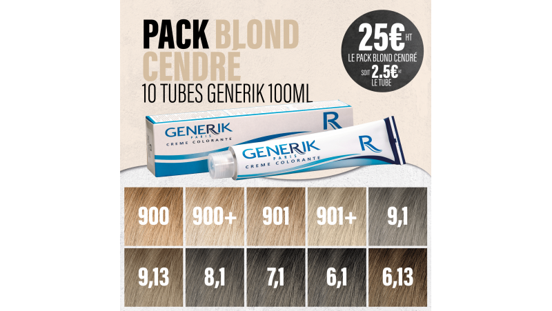 "Pack Blond Cendré" 10 tubes de colorations Generik 100ml 