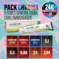 "Pack Chroma" 8 tubes de colorations sans ammoniaque Generik 100ml 