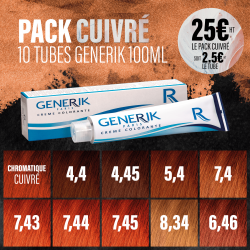 "Pack Cuivré" 10 tubes de colorations avec ammoniaque Generik 100ml 