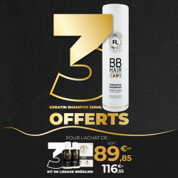 Pack 3 kits Lissage Bresilien BBHair &3 Keratin shampoo 250ml Offerts
